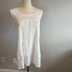 Spense, Women's Sleeveless, Lace, White Top, SZ 1X